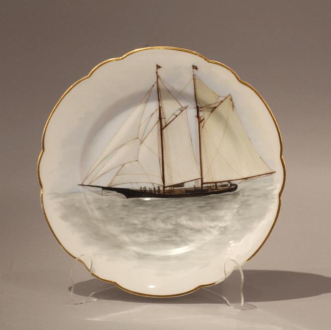 Eleven Hand Painted Limoge Plates on Board "Medeleine"