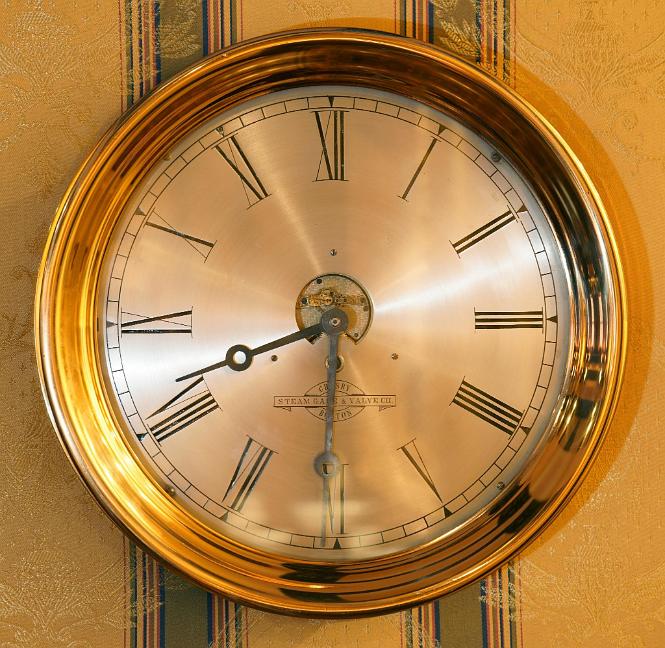 Important 12" Ships Clock with Exposed Escapement signed Harvard Clock Co. 