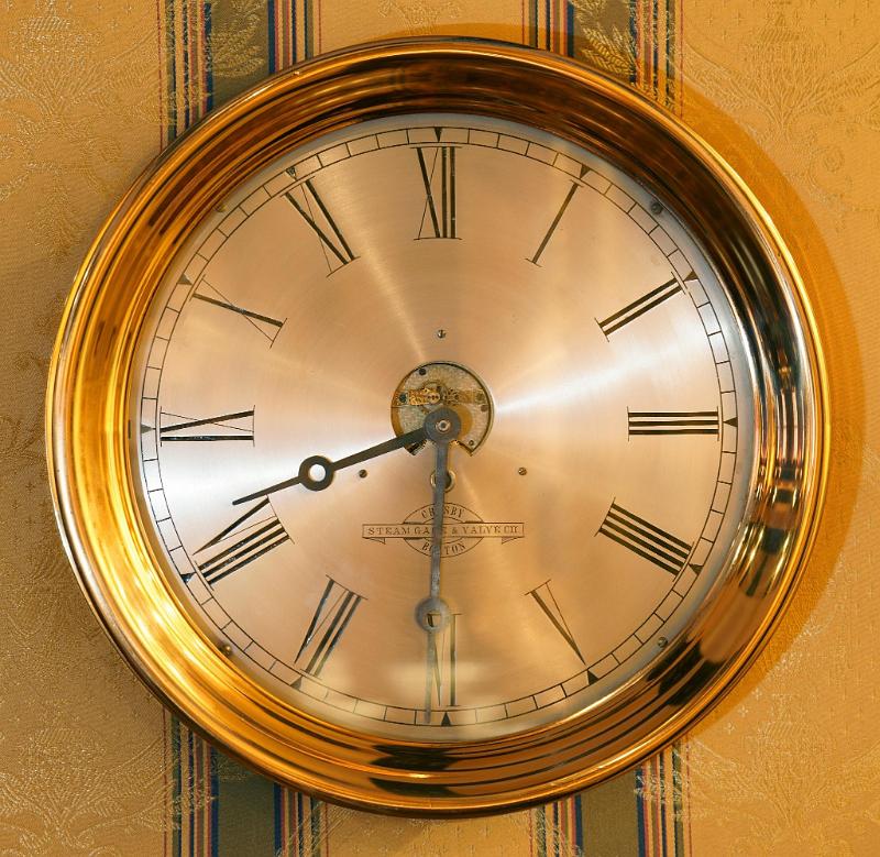 Important 12" Ships Clock with Exposed Escapement signed Harvard Clock Co. 