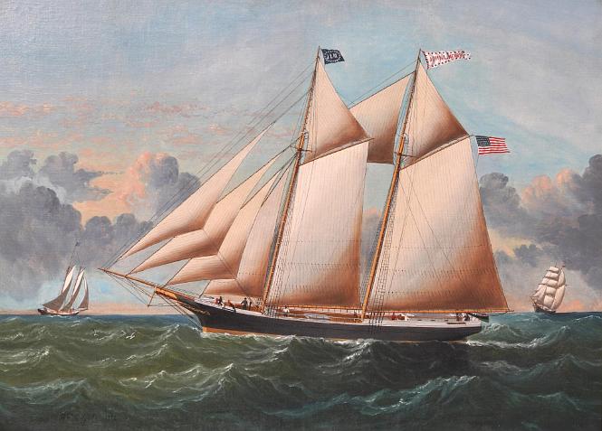 American Schooner John Merrill signed and dated William G Yorke 1878
