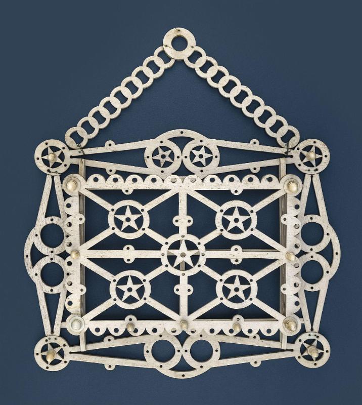 Rare and Important Whalebone and Whale Ivory Wall Pocket American circa 1860