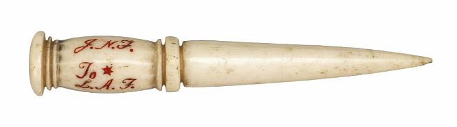 Whale Ivory Presentation Bodkin Dated Nov. 11, 1862