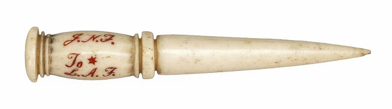 Whale Ivory Presentation Bodkin Dated Nov. 11, 1862