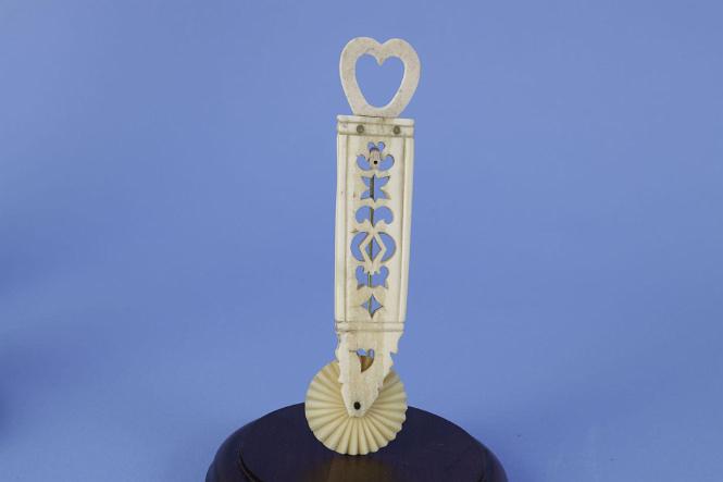 Two Part Walrus Ivory Pie Crimper with Pierced Hart