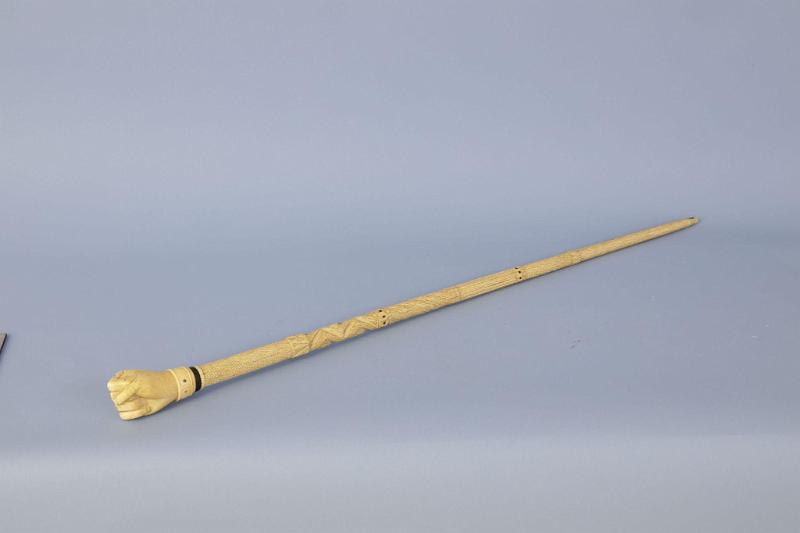 Whale ivory Cane With Whale Ivory Fist and Complex Carved Shaft, American Mid-19th Century