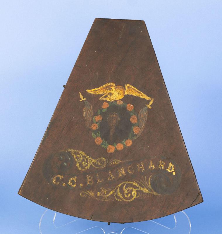 E. & GW Blunt Ebony Octant New York, Circa 1860, with Hand Decorated Pie Shaped Box