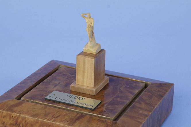 Miniture Carved Figurehead by LLoyd McCaffrey of the "Glory of the Sea's" with McCaffrey Mount and Case