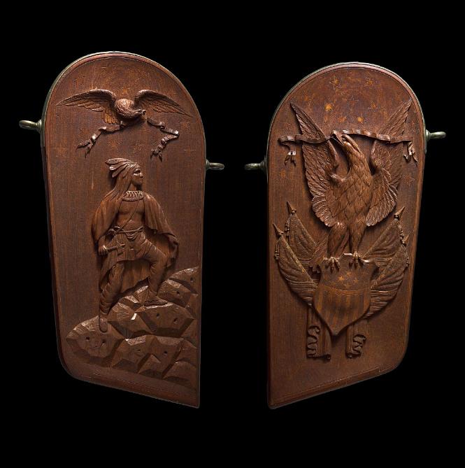 A Pair of Carved Mahogany Ship's Gangway Boards Attributed to John Hale Bellamy circa 1865