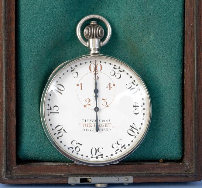 Boxed silver Presentation Yacht Timer stop watch signed "TIFFANY 7 CO., THE PAGET Reg No. 4330" Made by "WEILL & Co."and dated 1927