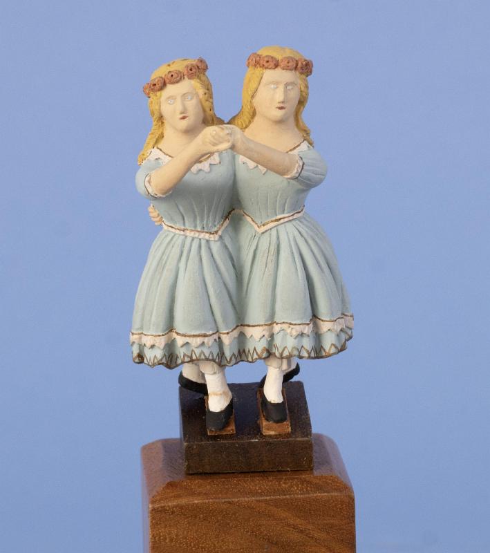 Miniature Carved and Painted Figurehead by LLoyd McCaffrey of the famous "Twin Sister" Figurehead from Mystic Seaport