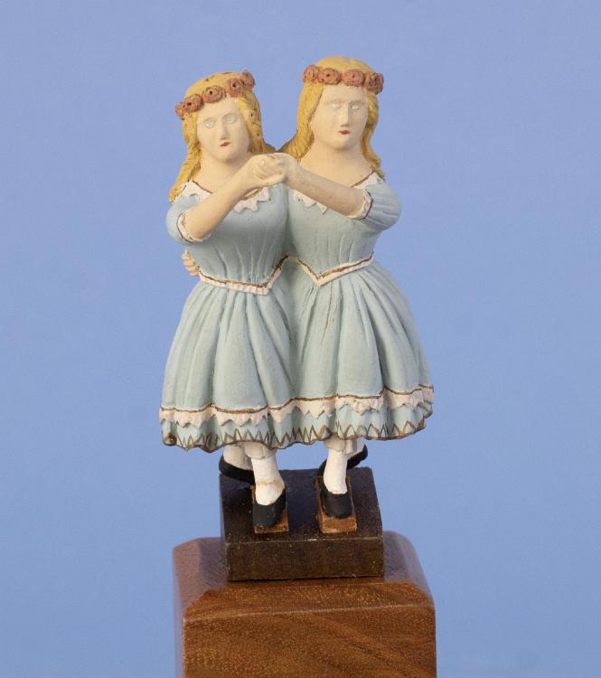 Miniature Carved and Painted Figurehead by LLoyd McCaffrey of the famous "Twin Sister" Figurehead from Mystic Seaport