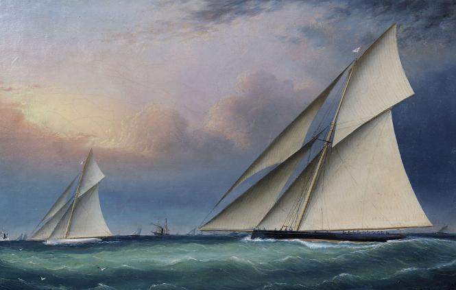 "Puritan and Mayflower America's Cup Trials 1886"  by James E. Buttersworth