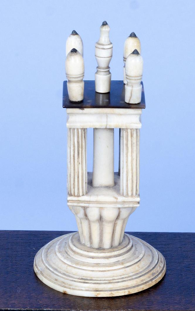 Rare and Possibly Unique Whalebone Set of Pick Wicks on Stand, American Mid 19th Century