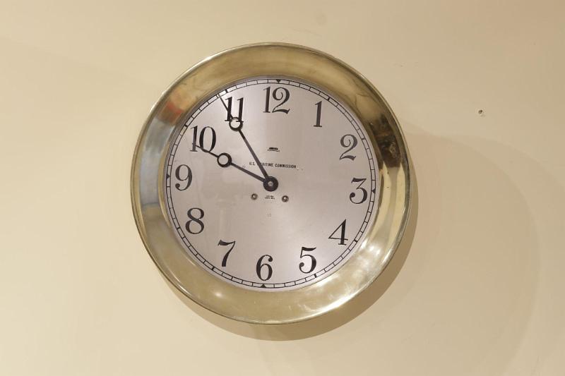 Twelve Inch Chelsea Brass Ship's Clock with Time and Strike Movement made for the "US Maritime Commission"