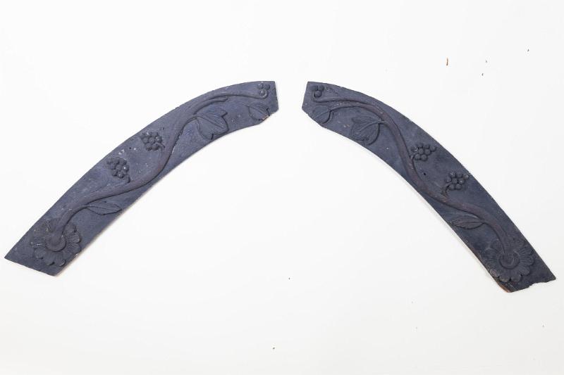 Pair of Old surface Painted Trail Boards with Carved Grape Vine with Leaves and Grapes