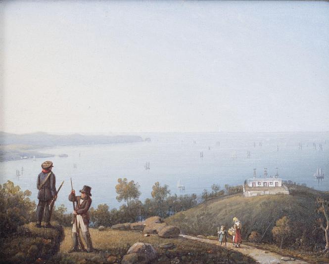 Painting titled "View of Holyhead" Signed Robert Salmon