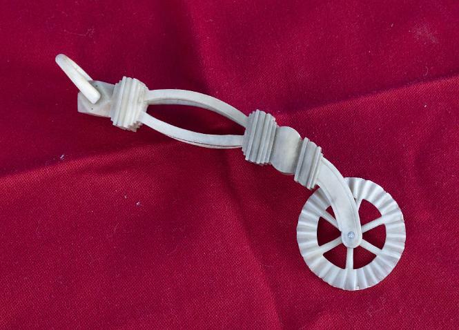 Curved Sided Architectural Open Work Whale Ivory Pie Crimper, Circa 1850