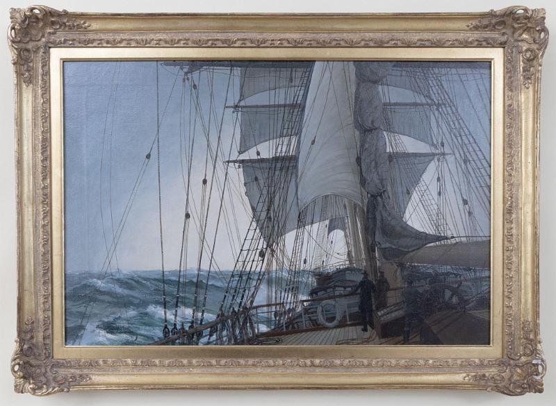 Oil on Canvas "A Deck View and Sea" by Montague Dawson