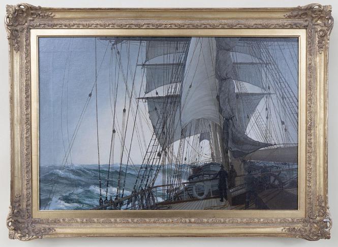 Oil on Canvas "A Deck View and Sea" by Montague Dawson