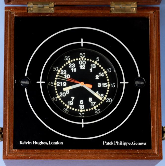 Patek Phillipe - Kelvin and Hughes Boxed Naviquartz III with Movement #4.193968

Dial: matte black

Caliber: Naviquartz III HF

Movement number: 4.193968

Case: painted wood, aluminum 

Size: 184 x 182 x 96 mm 

Signed: dial signed by maker and retailer, movement signed by maker

Box: a fitted wooden box signed Kelvin Hughes, London

Papers: no 


Description

Dial: matte black

Caliber: Naviquartz III HF

Movement number: 4.193968

Case: painted wood, aluminum 

Size: 184 x 182 x 96 mm 

Signed: dial signed by maker and retailer, movement signed by maker

Box: a fitted wooden box signed Kelvin Hughes, London

Papers: no 
Patek Phillipe Naviquartz III HF Model4.193968 with Wood Box

