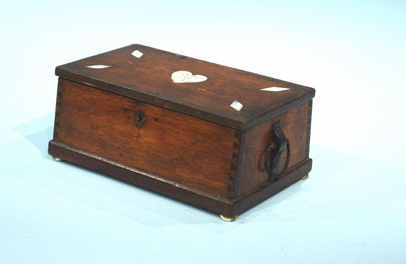 Miniture Mahogany Inlaid Sea Chest, 3rd Quarter 19th Century