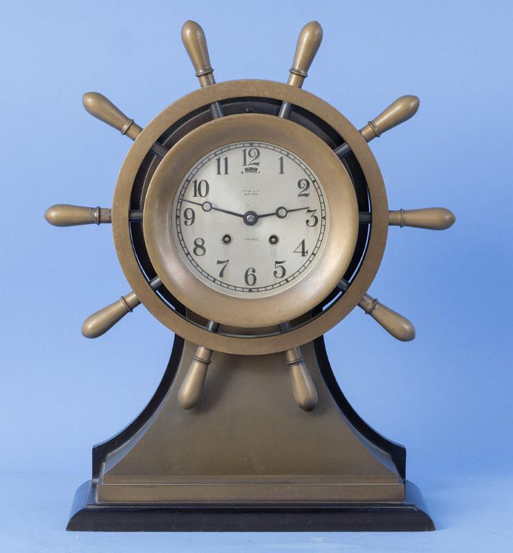 Chelsea 6 Inch Ships Bell Yacht Wheel Clock Retailed by Tiffany