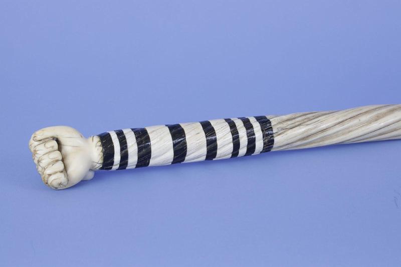 Outstanding Narwhal, Whale Ivory and Baleen Cane with Clenched Fist Grip, Mid-19th Century