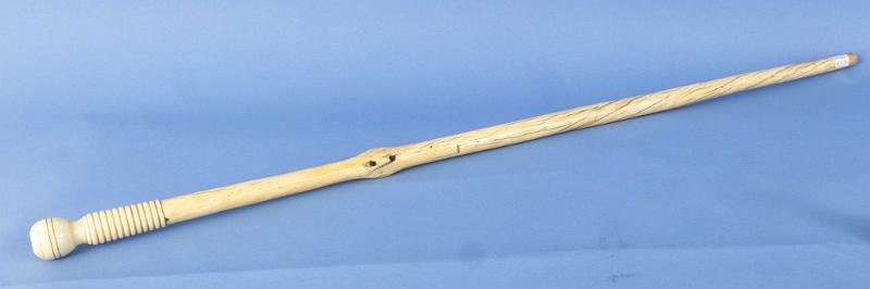 Whaler-made narwhal and whale ivory walking stick, 19th Century