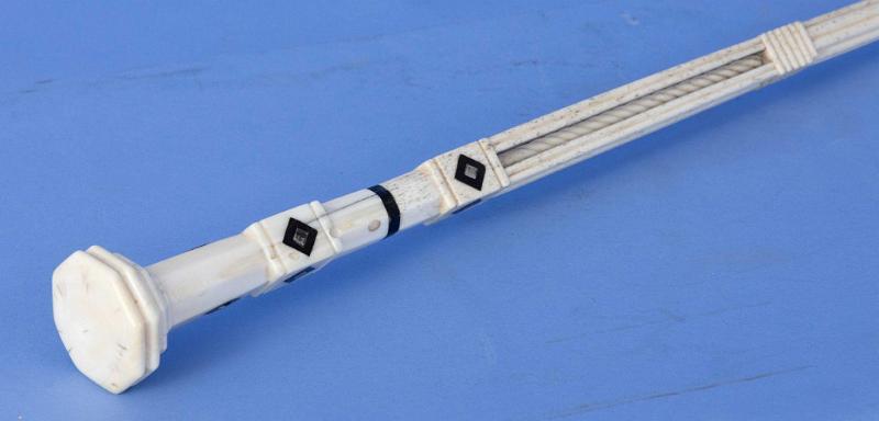 Whale Ivory and Whalebone Carved Cane with Carved Cage and Shaft, American, Mid 19th century 