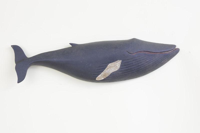Carved and Painted Blue Whale, signed "C. Voorhees", American circa 1970