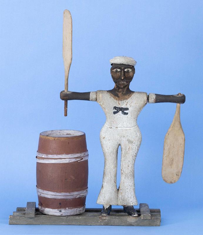 Late 19th century Whirligig Depicting a Black Sailor with Barrel American, Late 19th Century