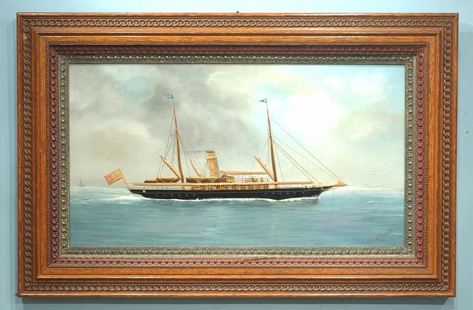 Silkwork picture of the "SY Sylvia" by Gh. Burkert