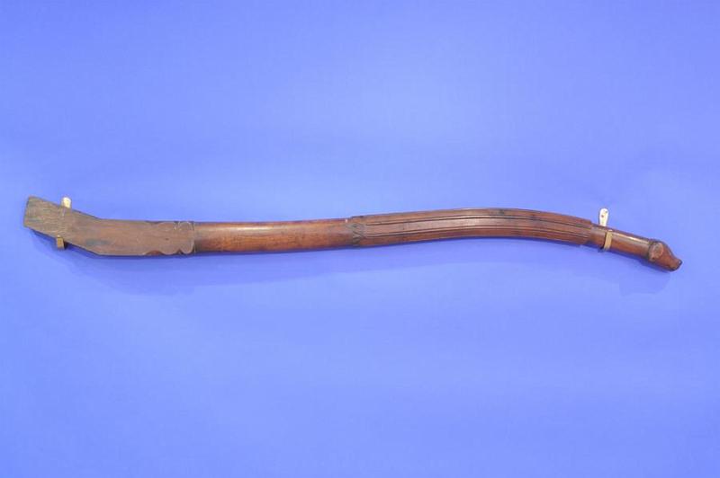 Mahogany  Tiller with the Carved Head of a Spaniel Dog